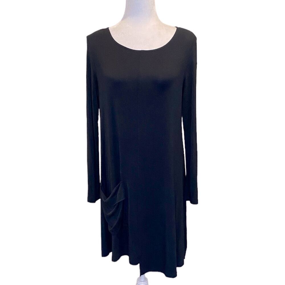 COMFY‎ USA Black Knit Asymmetric Tunic Dress with Pocket Size XSmall